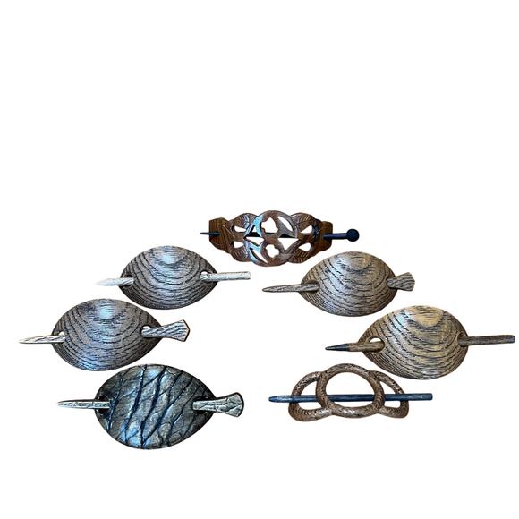 Vintage Carved Wooden Stick Bun Holder Cage Chignon MCM Long Hair Barrette - Picture 2 of 10